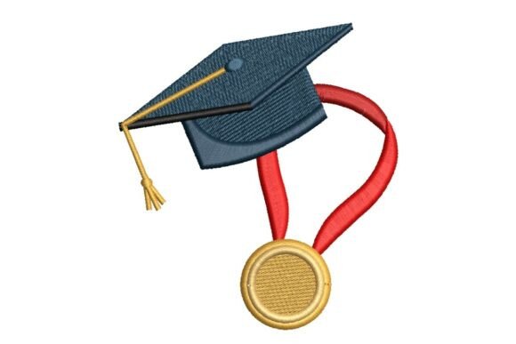 A Seasoned Designer's Take on the Graduation Cap with Medal Embroidery Design